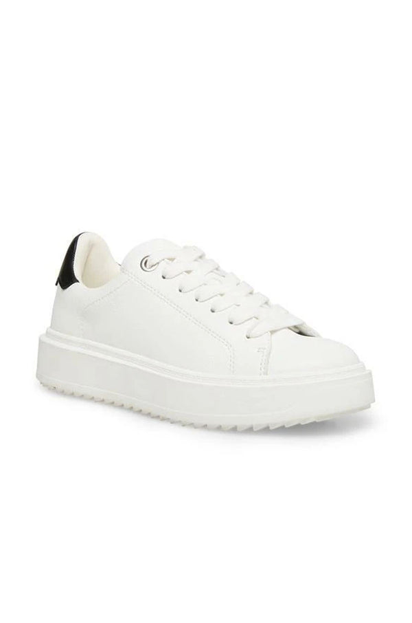 Steve Madden Catcher Sneaker In White & Black - CHROME