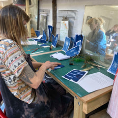 cyanotype hen party sewn notebooks