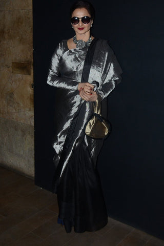 Rekha in black silk saree