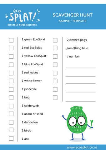 Printable scavenger hunt activity sheet