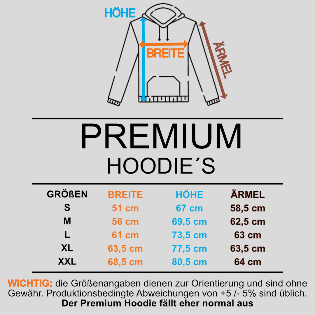 Größentabelle Premium Hoodie