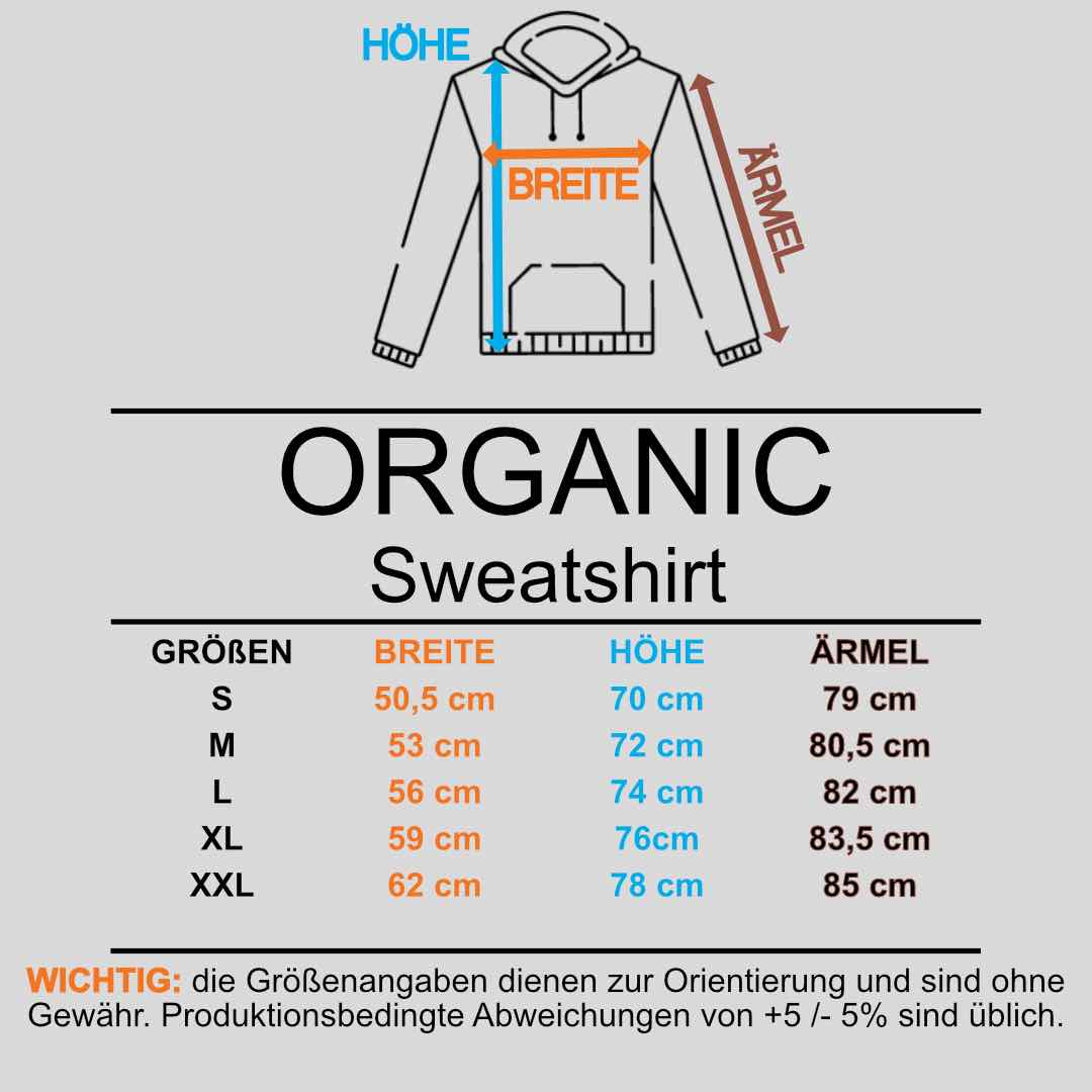 Größentabelle Organic Sweatshirt