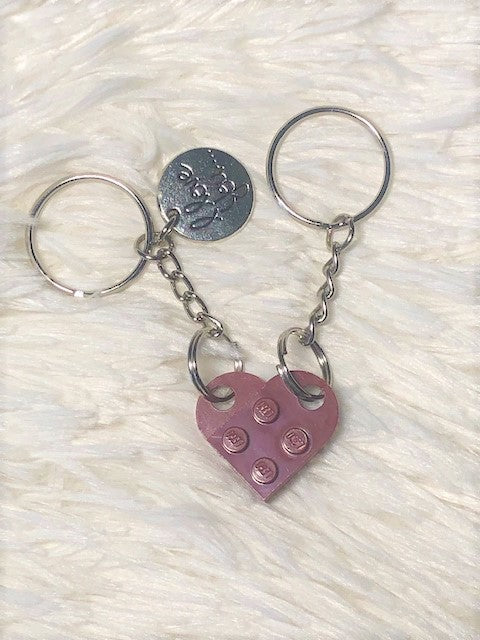 red lego heart keychain