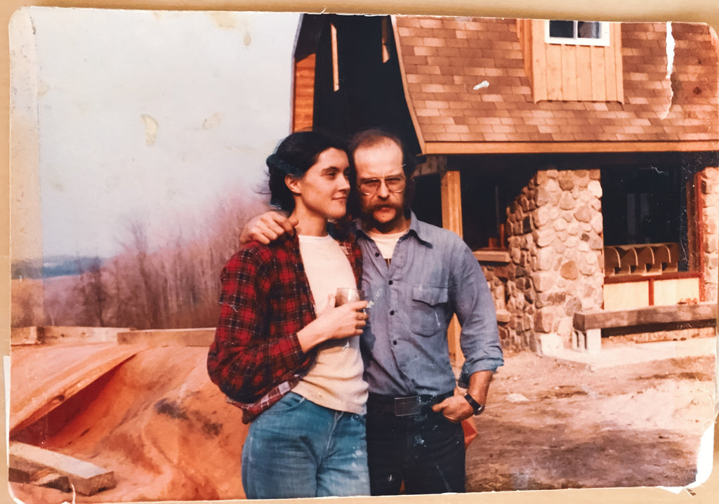 Joan Barrett and Ted Moores of Bear Mountain Boats, seen posing on their original property in 1978