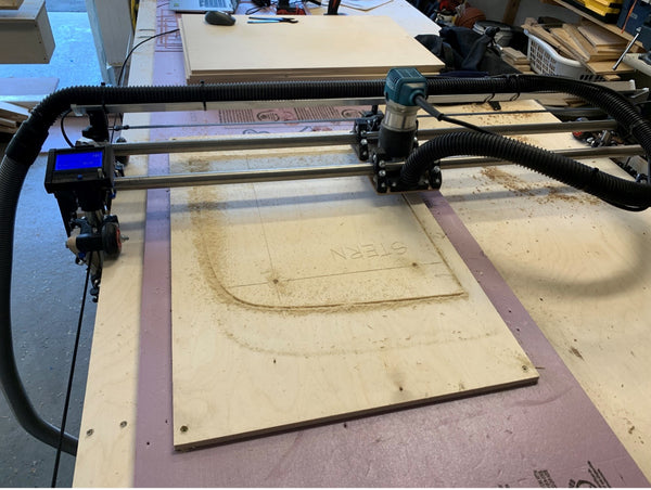 Canoe station mold being cut by CNC machine