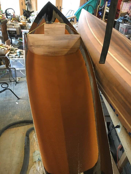 Canoe hull interior - core now in place