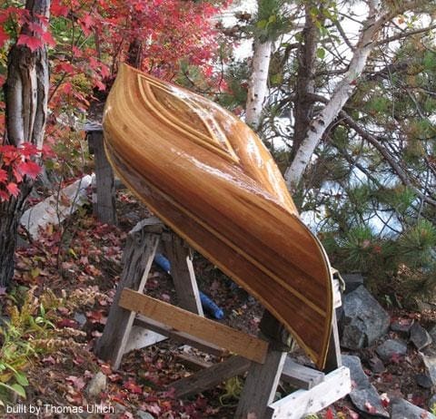 Working with glue with planking your canoe