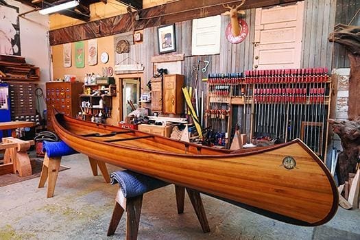 Nick Offerman's wood canoe, a Bear Mountain Boats design