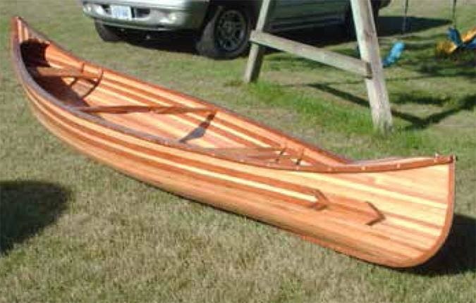 Liam Karkin’s 16’ Prospector cedar strip canoe.