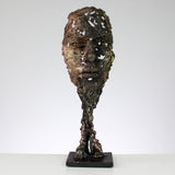 Une Larme III - Sculpture visage de Philippe Buil dentelle métal acier bronze laiton