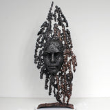 Oural - Sculpture Philippe Buil - Visage dentelle acier et bronze