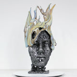 La douce - Sculpture Philippe Buil - Visage en dentelle acier et verre