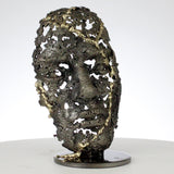 Sculpture visage de philippe Buil dentelle métal acier et laiton