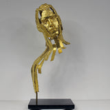 Kouros Icar Sculpture tete et visage homme dentelle bronze et Or Philippe Buil