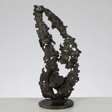 Au cœur des feuilles - Sculpture métal cœur et feuille en acier