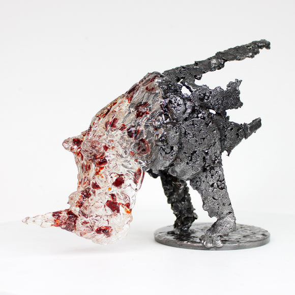 Rhinoceros 23-22 - Sculpture animalière dentelle métal et verre