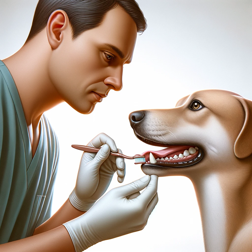 Person gently cleaning a dog's teeth with a toothbrush.png