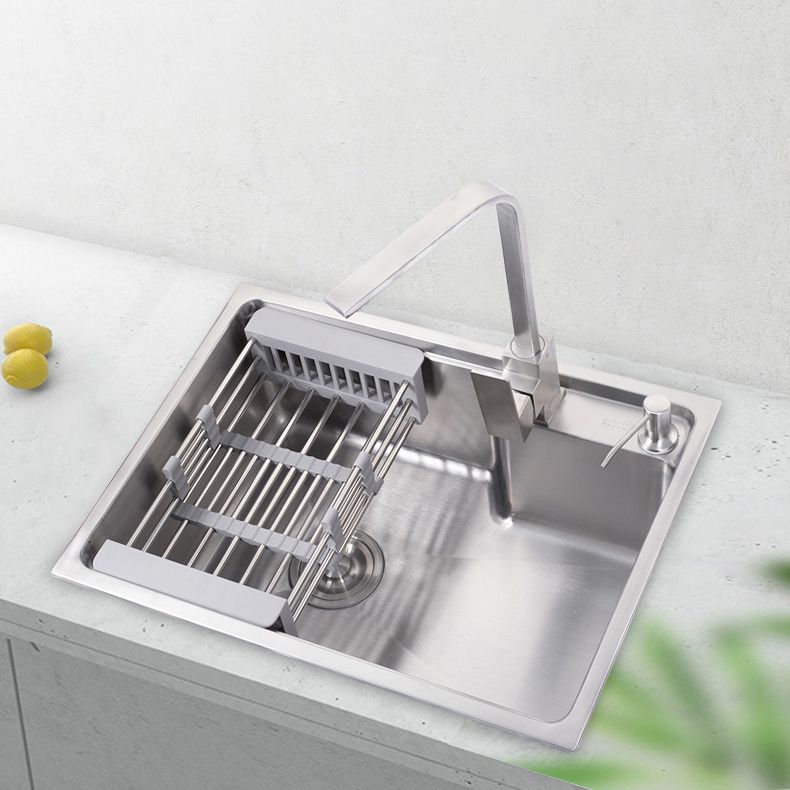 Stainless Steel Kitchen Sink 1 Holes Drop In Noise Cancelling Design