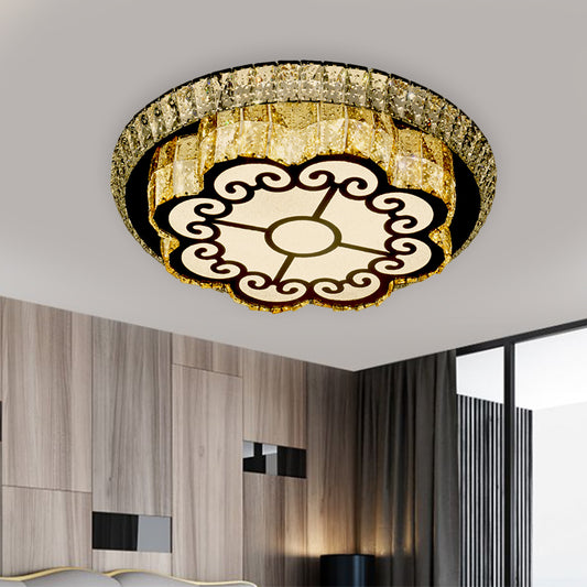 Simplicity Square Ceiling Mounted Light LED Crystal Flush Mount Lamp in  Chrome with Clover Pattern - Clearhalo