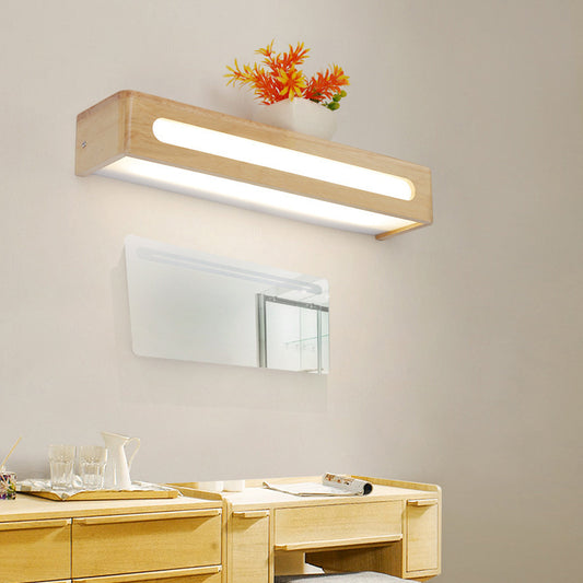 Modern Bathroom Vanity Light Wooden LED Vanity Light Fixtures in Acrylic  Shade - Clearhalo