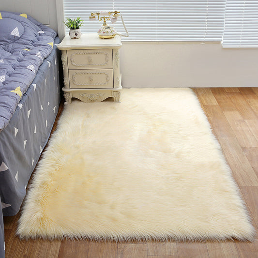 Minimalist Bedside Foot Rug Multi Colored Plain Rug Faux Fluff Non-Slip  Backing Washable Stain Resistant Rug - Clearhalo