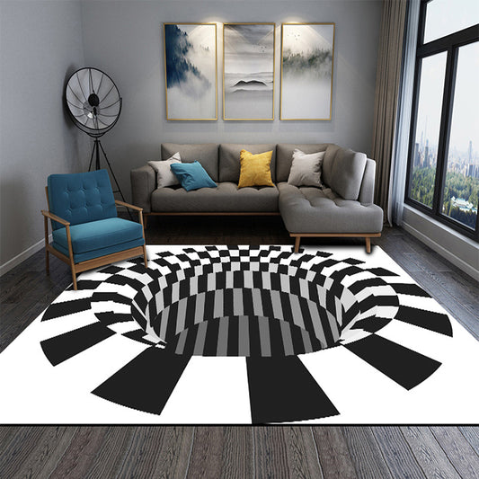Creepy Hole 3D Illusion Rug Black and White Modern Rug Polypropylene Pet  Friendly Non-Slip Stain Resistant Carpet for Sitting Room - Clearhalo