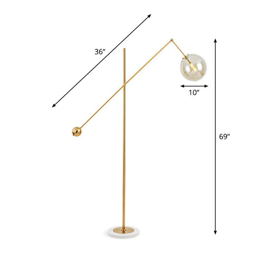 Post Modern Ball Floor Stand Lamp Smok Grijs Glas 1 Lichte