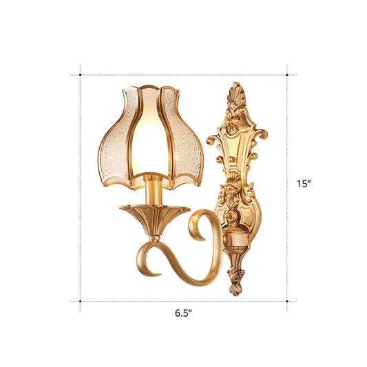 Brass Cone Wall Lamp Traditionalist Metal 1/2 Lights Bedroom Wall