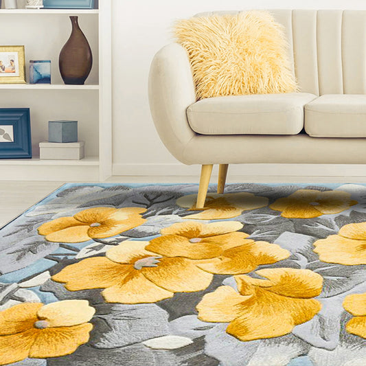 Multi Colored Floral Printed Rug Cotton Modern Indoor Rug Non-Slip Backing  Easy Care Washable Area Carpet for Bedroom - Clearhalo