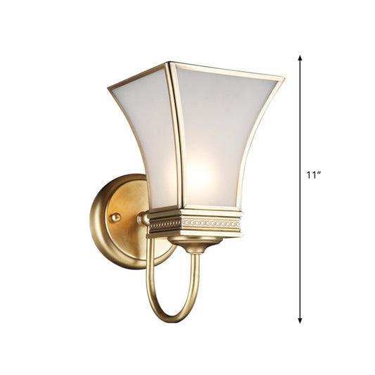 Brass Cone Wall Lamp Traditionalist Metal 1/2 Lights Bedroom Wall Mount  Lighting with Beveled Glass Panel - Clearhalo
