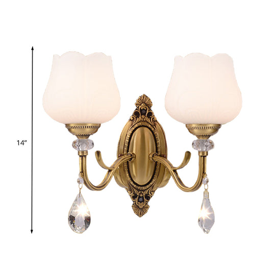 Brass Cone Wall Lamp Traditionalist Metal 1/2 Lights Bedroom Wall Mount  Lighting with Beveled Glass Panel - Clearhalo