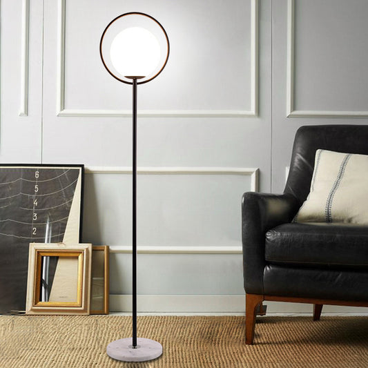 1 Light Bedroom Floor Lamp Minimalist Black Linear Standing Floor