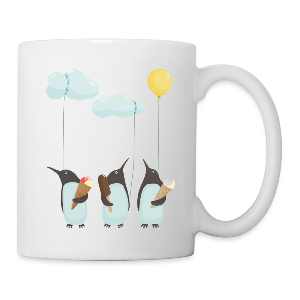 Tasse mit Pinguinen und Eis, Geschenk, Idee, Dankeschön, Tasse mit Spruch