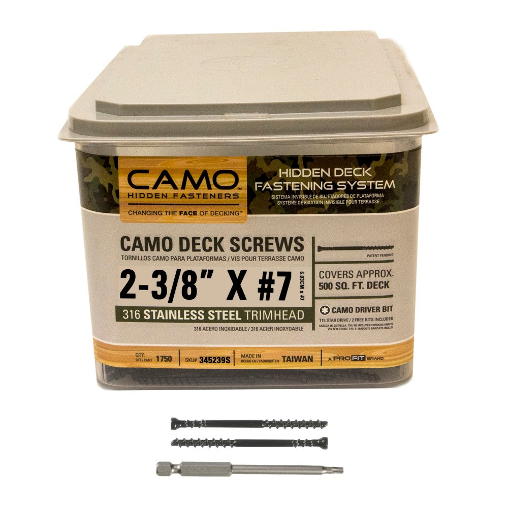 Camo Edge Deck Screws Stainless Steel 2 38 Quantity Options In
