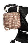 Waterproof Diaper Bag "Hyde Park Terracotta Checks" with Carabiner Clips