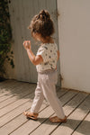 Organic Cotton Muslin Pants “Cousin Rayures Violettes”