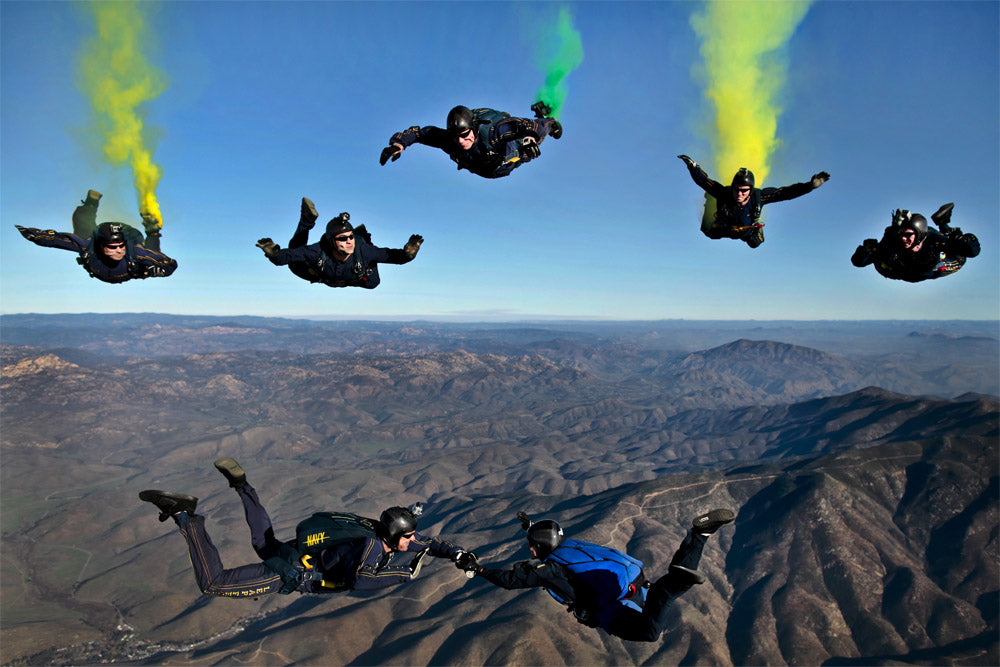 people skydiving in the air