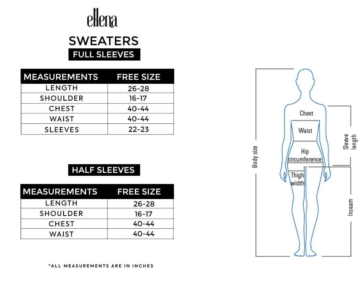 Sweaters 2021 size chart – Ellena