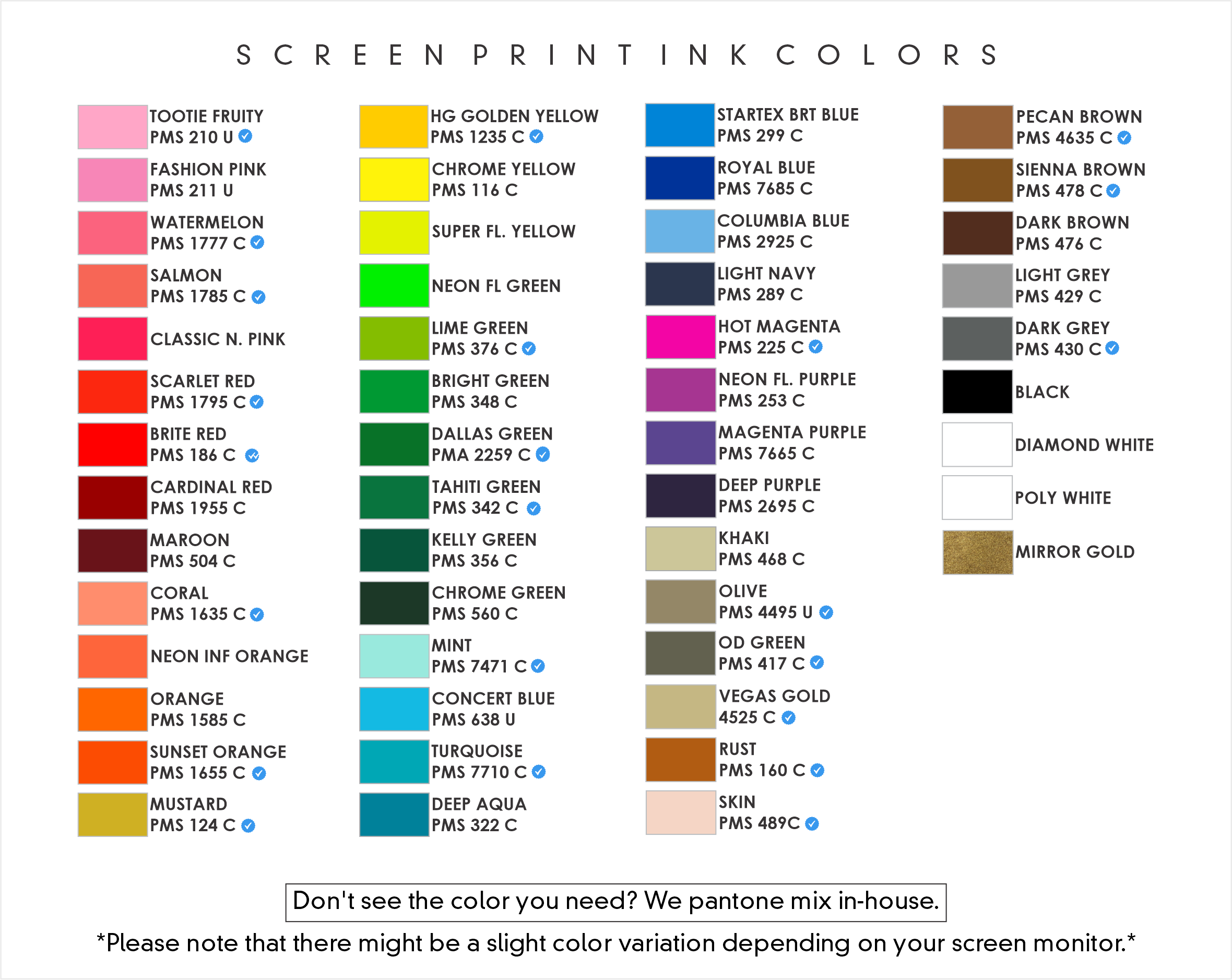 COLOR CHARTS – Print Works