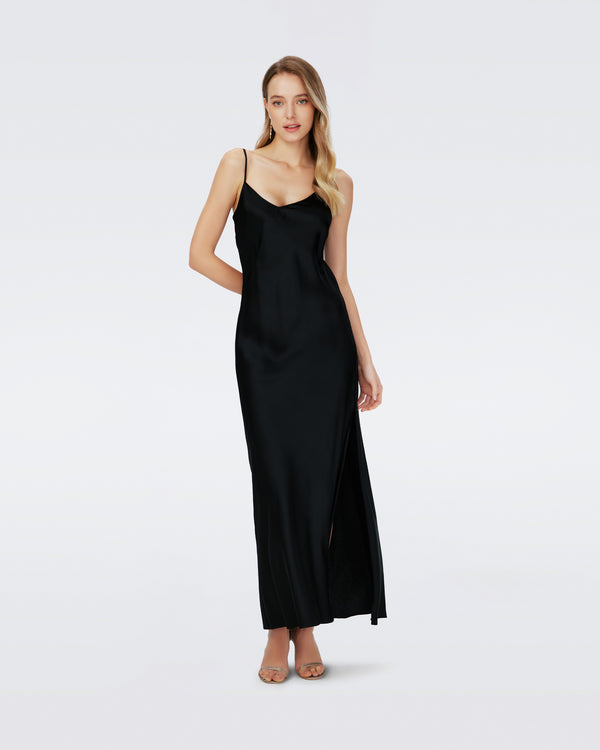 Meryll Rogge Black Bonded Satin Daisy Dress – BlackSkinny