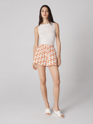 Diane Von Furstenberg Laila Shorts In Palm Geo Orange