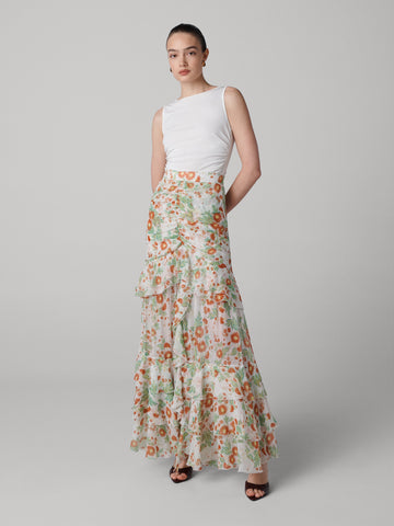 Diane Von Furstenberg Thea Silk Chiffon Skirt In Multi
