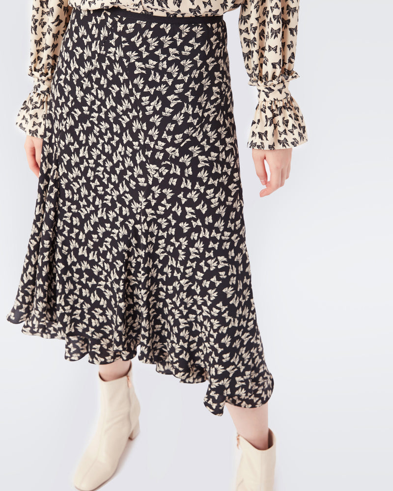 dvf high waisted fitted midi skirt