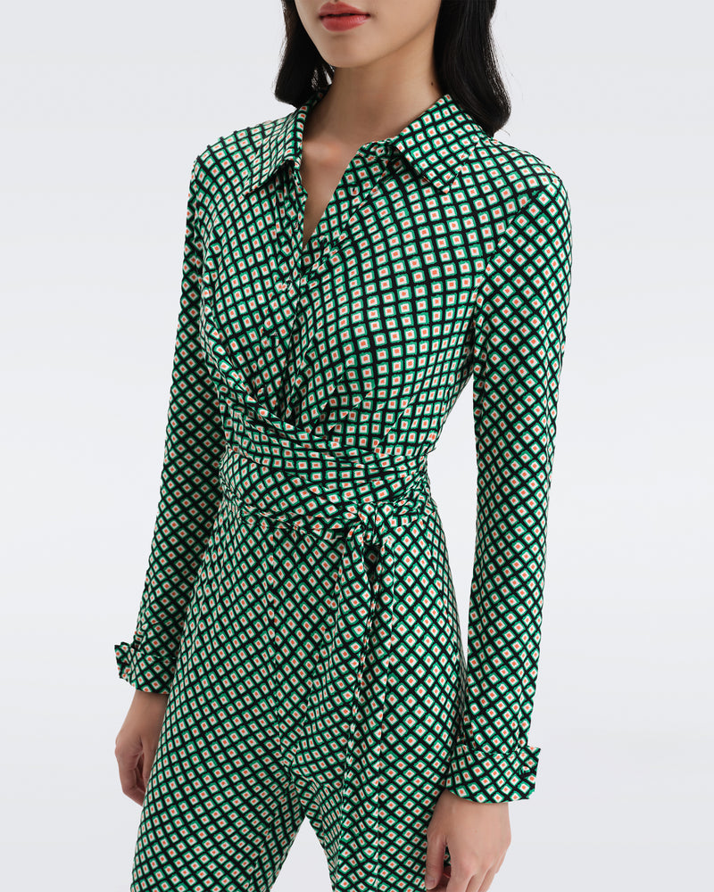 dvf green jumpsuit