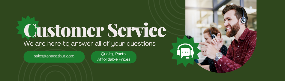 Customer service banner with man talking on the phone and text
