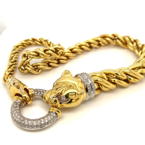 18ct gold and diamond panther necklace