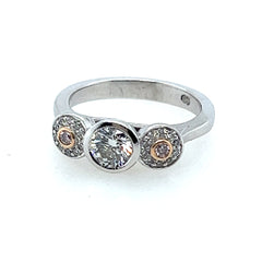 18ct white gold diamond set 'Trilogy' style ring.