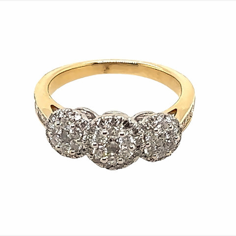 Yellow and White Gold Trilogy Diamond Ring