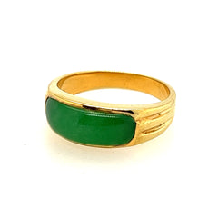 14ct yellow gold jade ring