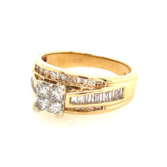 14K yellow and white gold diamond ring.